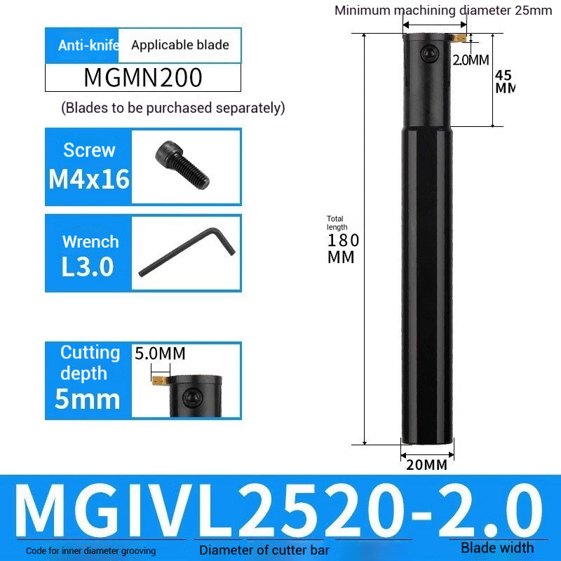 1024-CNC toolholder internal groove cutter MGIVR2016-2 internal groove toolholder lathe cut-off tool CNC lathe tool cutting tools Shandong Denso Pricision Tools Co.,Ltd.